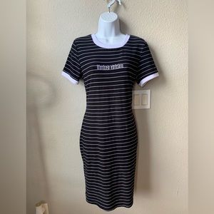 Rue 21 Bodycon Black Dress with White Stripes